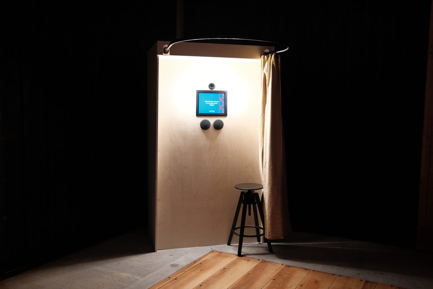 The booth set up and waiting at a wedding reception